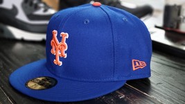 New Era 5950 NY Mets Retro Logo Fitted Blue Baseball Cap Men Size - $49.00