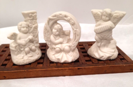 VTG Porcelain Joy Candle Holder Set of 3 2003 in Original Box China - $7.67