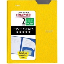 Five Star Stay-Put Plastic Pocket and Prong Folder (Harvest Yellow) - $9.69