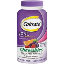 Caltrate Bone Health 600+D3 Calcium Chewables, Multi-Flavor, 90 CT.. - £31.64 GBP