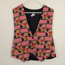 Vintage JLN US Vest Women XL Teddy Bear and United States Flag Pattern B... - £10.07 GBP