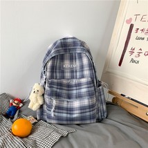 Fashion Plaid Pattern Designer Ladies Backpack High Quality Canvas Youth... - £22.08 GBP