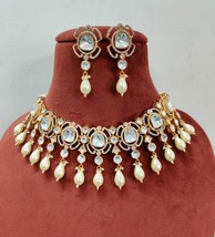 VeroniQ Trends-Bollywood Style Victorian Moissanite Polki Choker Necklace - £219.02 GBP