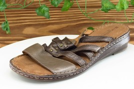Naturalizer Sz 9.5 M Brown Slide Leather Women Sandals Leanna - £15.86 GBP