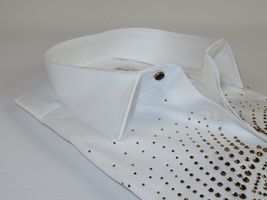 Mens CEREMONIA Shirt 100% Cotton Medusa Medallion Rhine Stones #STN 13 VRS white image 2