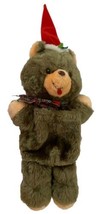 Vintage Fairview Brown Teddy Bear Plush Christmas Stocking Pouch 1980’s - $12.87