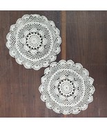 Vintage Crochet Doilies 7 Inch Round SET OF 2 Beige - $14.00
