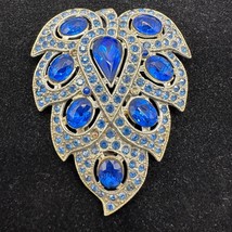 Art Deco Blue Rhinestones -3 Missing- Dress Clip Fur Clip Brooch Pin Sil... - $24.03