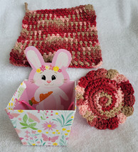 Pink Bunny – Damask Set Dishcloth and Sunflower Scrubby Gift Set - £7.90 GBP
