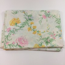 Vintage 1970s Sears Roebuck And Co Floral Perma-Prest Muslin Twin Flat Bed Sheet - £31.46 GBP