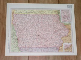 1951 Original Vintage Map Of Iowa Des Moines / Verso Indiana Indianapolis Gary - £13.39 GBP