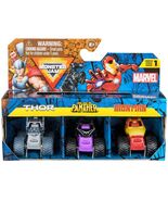 Monster Jam Marvel Mini Monster Truck 3-Pack Thor Black Panther Iron Man - $21.18 CAD