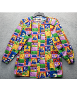White Swan Halloween Scrub Top Womens M Multi Pumpkin &amp; Witches Print Sn... - $403.31 MXN