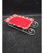 Cute Christmas Sleigh Ceramic Cheese Tray Ganz Red Green Holly  - €15,66 EUR