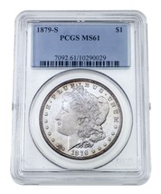 1879-S $1 Silver Morgan Dollar Graded by PCGS as MS-61 - £70.95 GBP