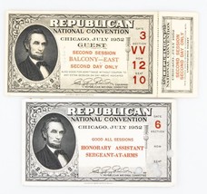 Lot of 2 1952 Republican National Convention Tickets (1 Unripped), AU Co... - $171.52