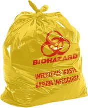 25 Pack Yellow LDPE Biohazard Bags 37&quot; x 50&quot; for 100lb Dry &amp; 75lb Wet We... - £26.11 GBP