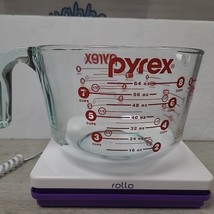 PYREX Measuring Mixing Bowl 8 Cups 64 Oz 2 Qt Large Glass Red EUC  - £23.55 GBP
