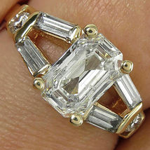 2.80Ct Emerald Cut Diamond 14K Yellow Gold Over Split Shank Engagement Ring - £74.13 GBP