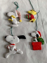 Vintage Peanuts Snoopy &amp; Woodstock Flat 2-Sided Ceramic Ornaments Japan - £23.81 GBP