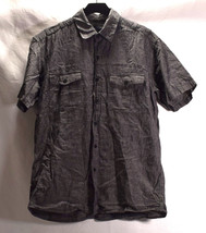 Maiden Noir Mens SS Button Shirt Dark Gray L - $63.36