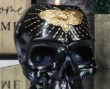 Black Gothic Skull Skeleton With Golden Butterfly And Evil Eye Candle Ho... - $19.99