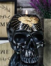Black Gothic Skull Skeleton With Golden Butterfly And Evil Eye Candle Ho... - $19.99