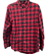 Magellan Outdoors Flannel Shirt Men Small Classic Fit Red Black Plaid Button Up - £18.81 GBP