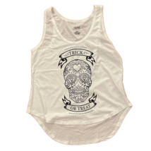 City Streets White Trick or Treat Sugar Skull Tank Top Shirt Womens Size Large - £9.56 GBP
