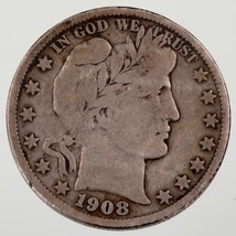 1908-S 50C Barber Half Dollar in Fine Condition, Natural Color - $82.96