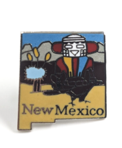 VTG New Mexico Totem Pole Roadrunner Silver Tone Enamel Lapel Pin Souvenir - £9.71 GBP