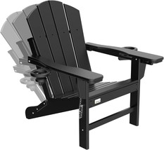 Mdeam Adjustable Backrest Folding Adirondack Chair With 2 Cup Holders,, Hdpe. - £156.79 GBP