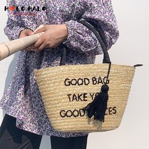 Dies hand woven handbags bohemian large capacity bucket beach bags women straw shoulder thumb200