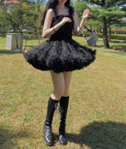 A-line BLACK Fluffy Tulle Skirt Women Girl Custom Plus Size Short Tulle Skirt - £60.73 GBP