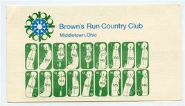 Brown&#39;s Run Country Club Golf Score Card Middletown Ohio 1960&#39;s - $17.82