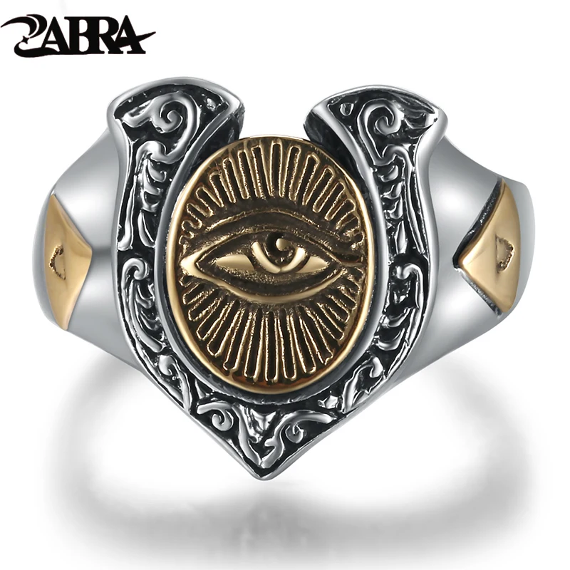 Zabra 925 silver gold color punk men ring eye of horus luxury cool biker vintage women thumb200