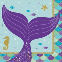 Amscan 501975 Beverage Napkins | Mermaid Wishes Collection | 6.5&quot; x 6.5&quot; | 16 pc - £11.98 GBP