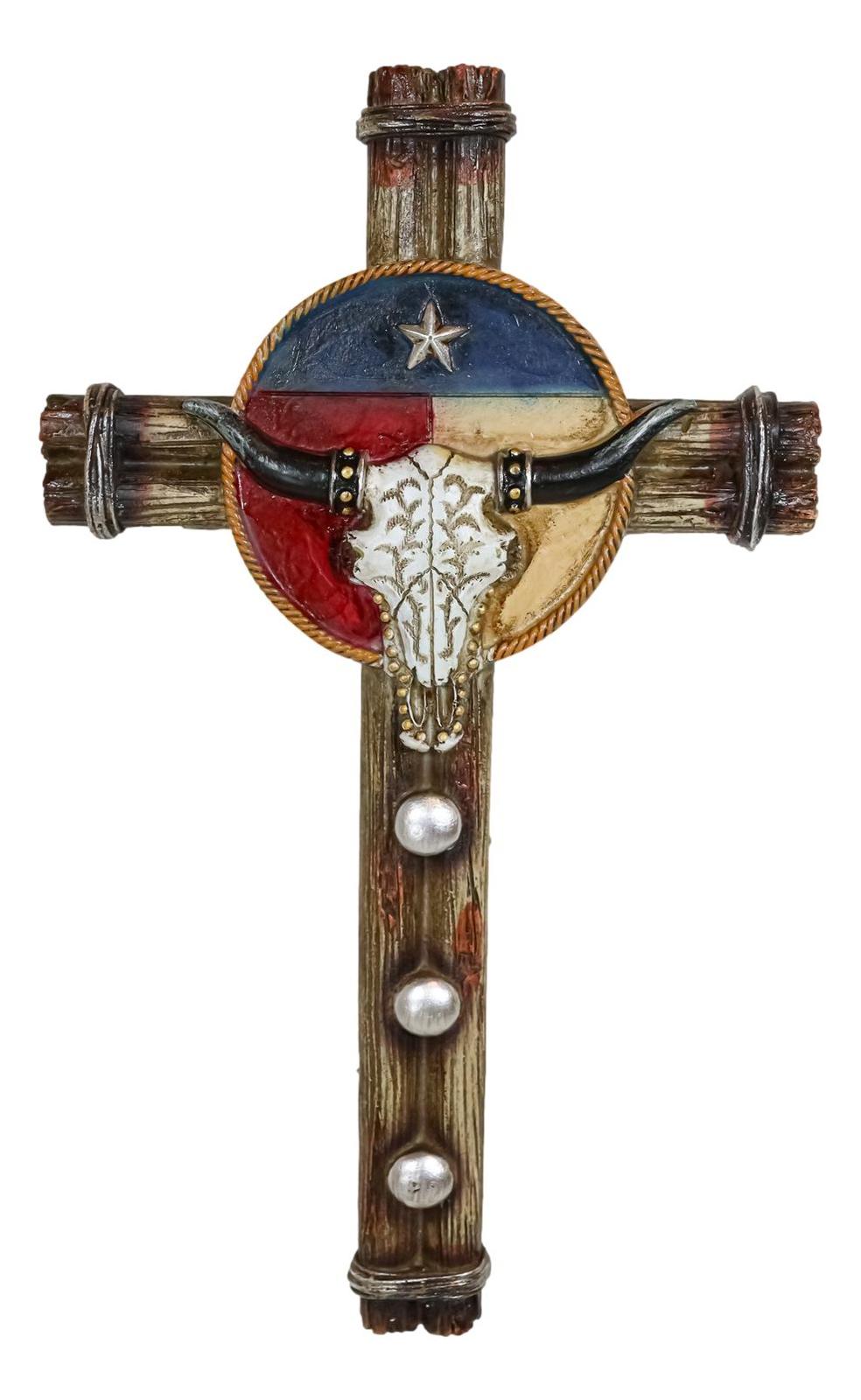 Rustic Western Bull Cow Longhorn Skull Lone Star Texas Flag And Ropes Wa... - $22.99
