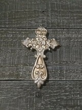 Composite Silver Hanging Cross Christmas Ornament Rustic Silver 4-1/2-Inch - £16.43 GBP