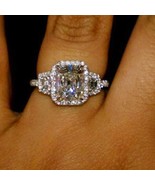 2.50Ct Cushion-Cut Simulated Diamonds Halo Engagement Ring 14k White Gol... - $70.68
