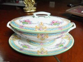 Royal Worcester Imperial Gravy Boat Bowl Vegetable Tureen Turquoise - Pi... - $125.00