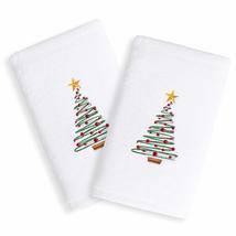 Unknown1 Christmas Tree Embroidered White Turkish Cotton Hand Towels (Se... - £28.80 GBP