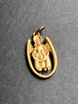 Estate Small Goldtone Angel Dancing w Two Young Kids Children Pendant – 1 x 5/8t - £8.85 GBP