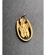 Estate Small Goldtone Angel Dancing w Two Young Kids Children Pendant – ... - £9.02 GBP