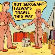 c1940 Comic Military Humor But Sarge Linen MWM MidWest Map Co Postcard - £6.72 GBP