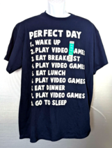 Perfect Day  Play Video Games graphic T-shirt Funny Blue Mens sz XL - £11.95 GBP