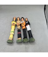 Vintage Set Of 4 Slender Pilgrim &amp; Native Americans Thanksgiving Fall Fi... - $301.39 MXN