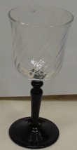 Beautiful Vintage Glass Stemmed Cordial – Black Stem – Swirl Optic – VGC –FRANCE - £15.78 GBP