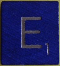 Scrabble Tiles Replacement Letter E Blue Wooden Craft Game Part Piece 50th Ann. - £0.95 GBP