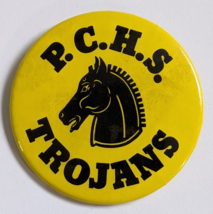 PCHS TROJANS BUTTON PINBACK SCHOOL CANADA CANADIAN ATHLETICS TEAM SPORTS... - $14.99